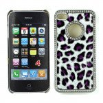 Wholesale iPhone 4 4S Leopard Diamond Chrome Case (Purple)